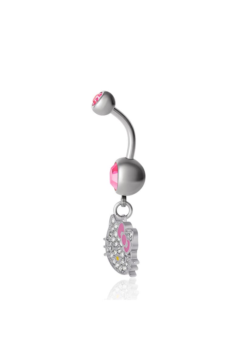 Hello Kitty 14G Stainless Steel (316L) Piercing Element Dangle Belly Button Ring, Alternate, color, Silver