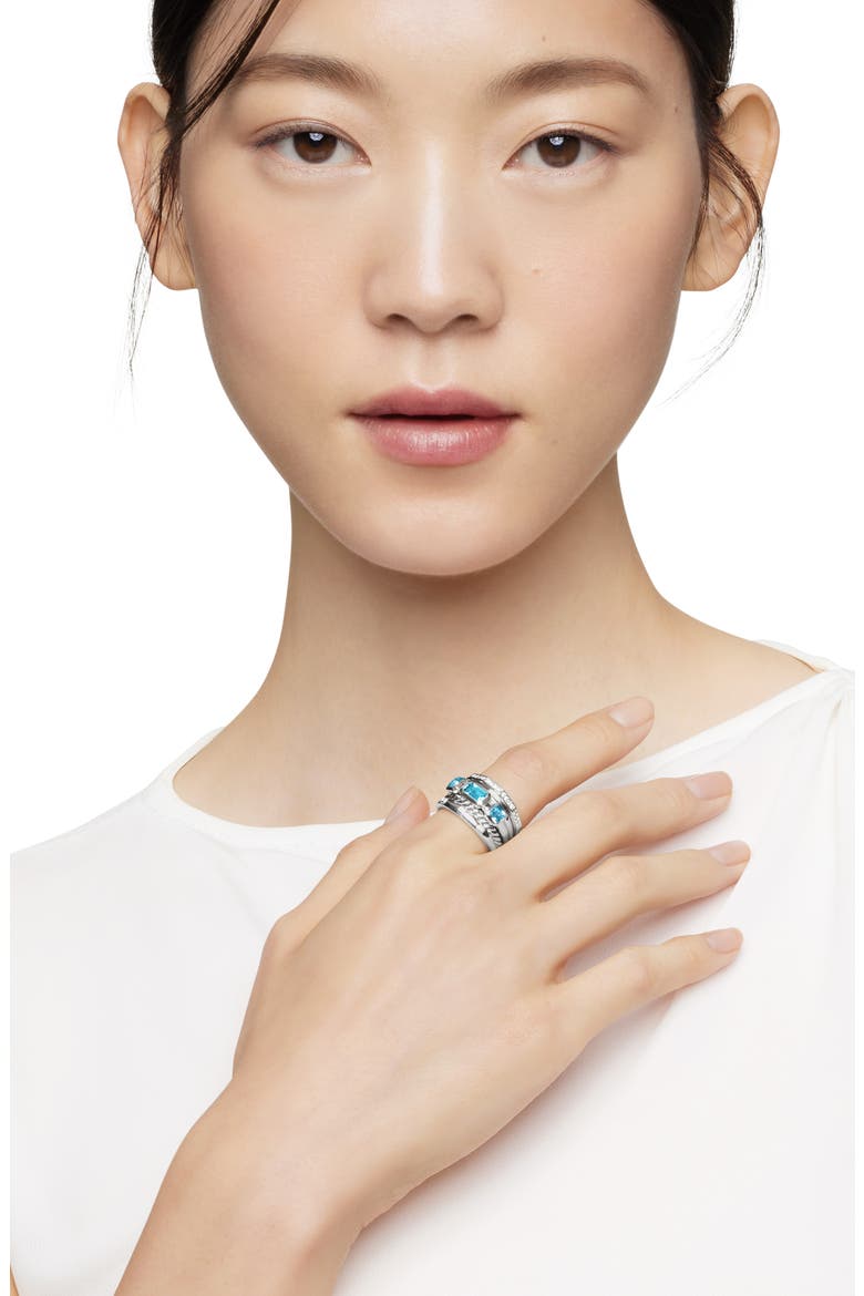 Stax Wide Ring with Hampton Blue Topaz & Diamonds, Alternate, color, HAMPTON BLUE TOPAZ