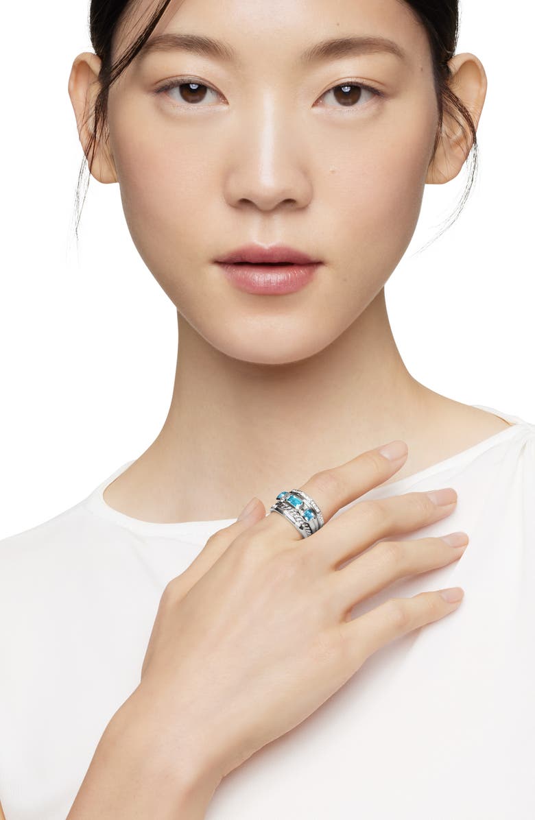 David Yurman Stax Wide Ring with Hampton Blue Topaz & Diamonds, Alternate, color, Hampton Blue Topaz