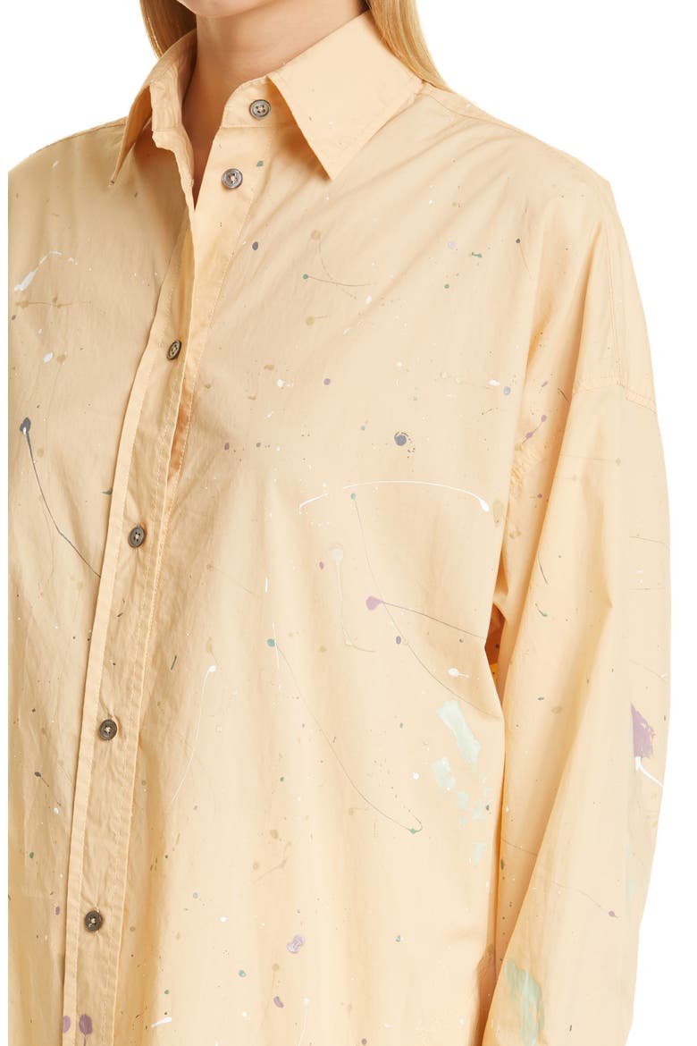 Splatter Cotton Poplin Button-Up Shirt, Alternate, color, BUTTER COMBO