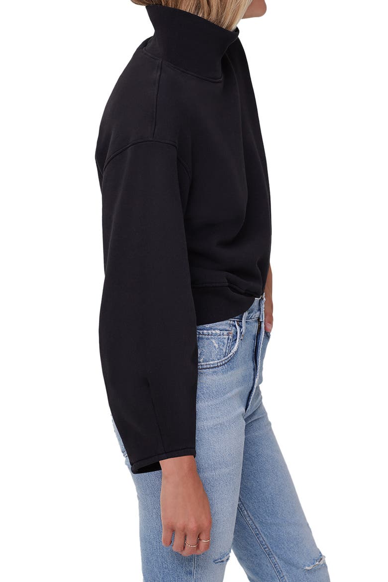 Maya Mock Neck Sweatshirt, Alternate, color, BLACK