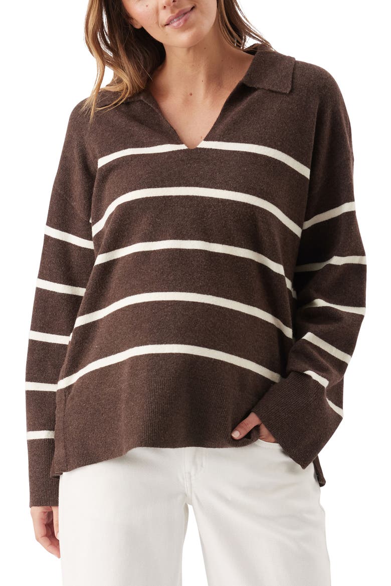 Scout Stripe Maternity/Nursing Knit Sweater, Main, color, Chocolate / White
