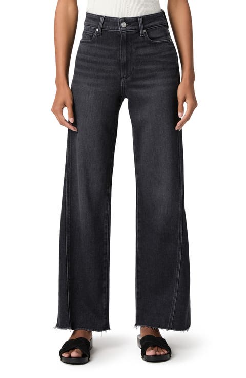 Anessa High Waist Raw Hem Wide Leg Jeans