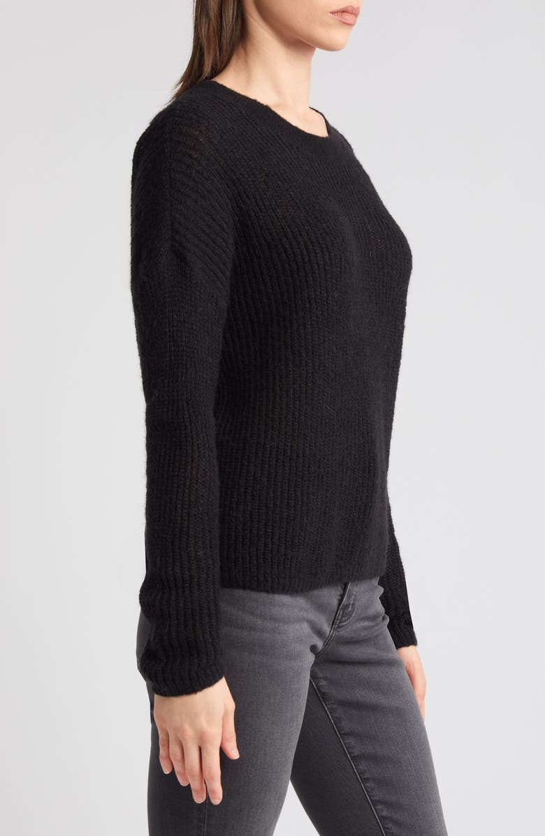 Madewell Ribbed Crewneck Sweater, Alternate, color, True Black