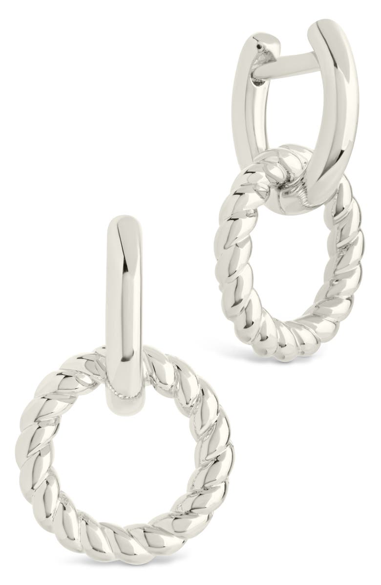 Sterling Forever Levissa Circle Drop Huggie Hoop Earrings, Main, color, Silver