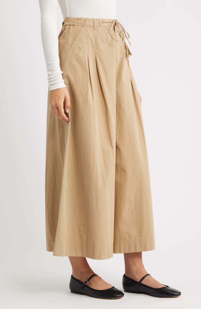 Damson Madder Tatianna Belted Organic Cotton Ankle Wide Leg Pants, Alternate, color, Tan