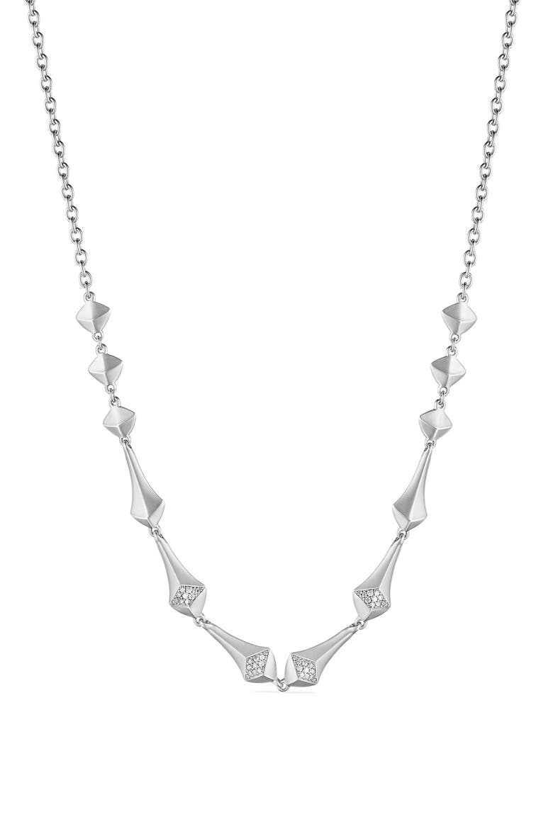 Iris Diamond Station Necklace, Main, color, SILVER
