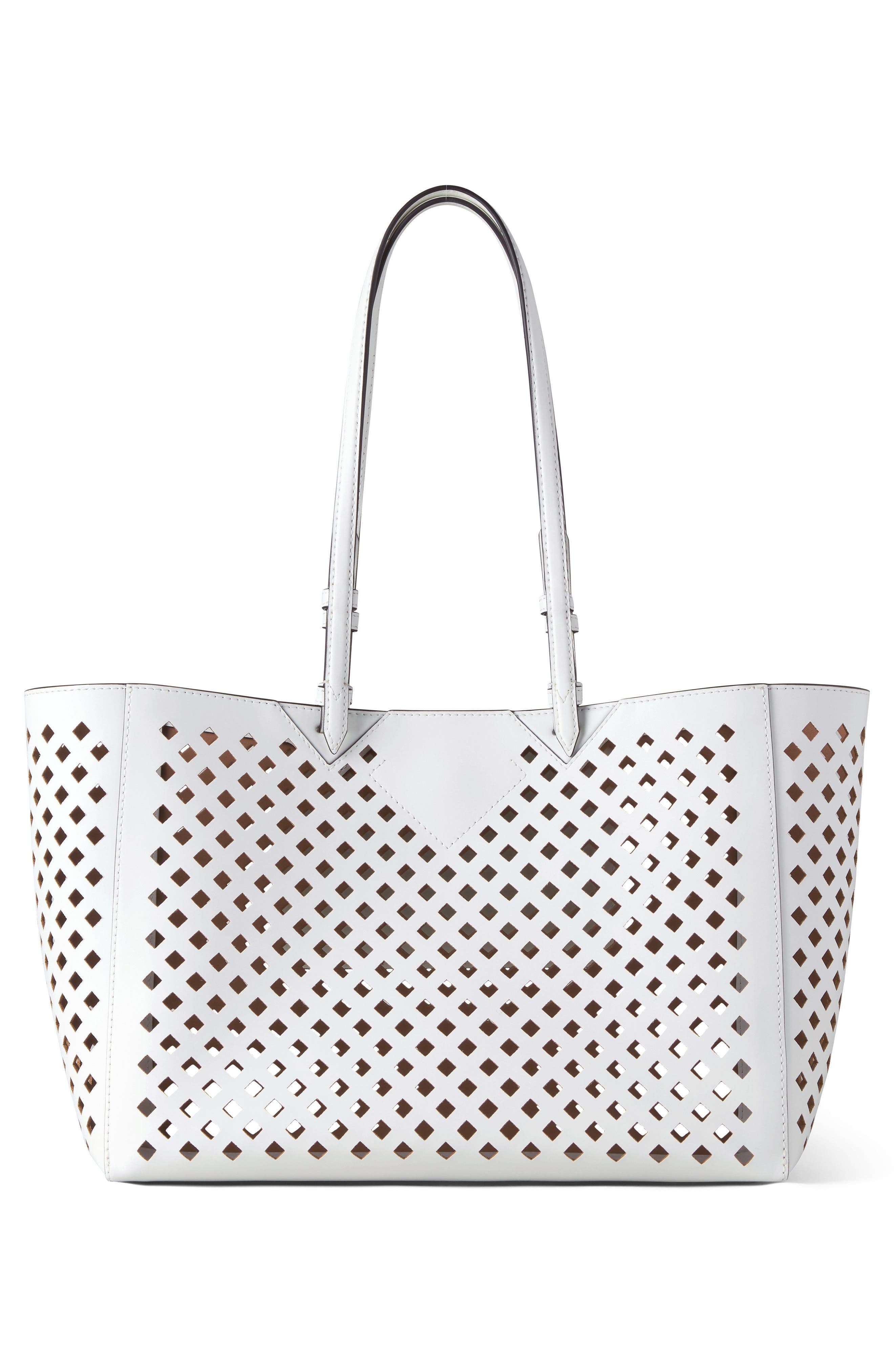 Mulberry Perforated Leather Tote, Alternate, color, White
