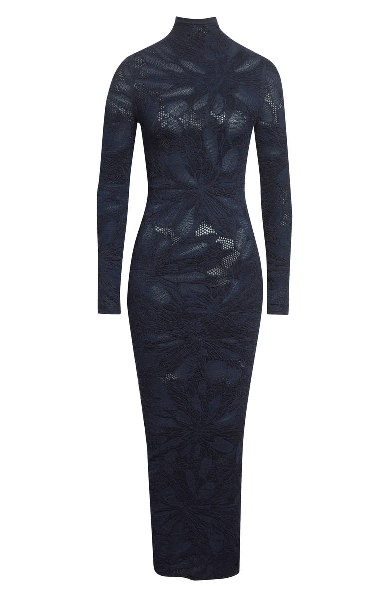 Alaïa Long Sleeve Openwork Dress, Main, color, Marine