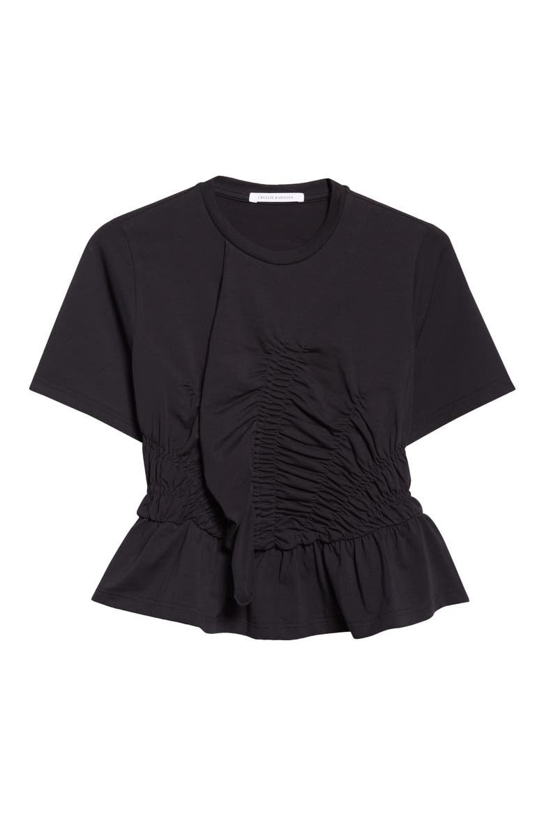 Ace Smocked Jersey Peplum T-Shirt, Alternate, color, BLACK