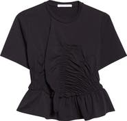Cecilie Bahnsen Ace Smocked Jersey Peplum T-Shirt