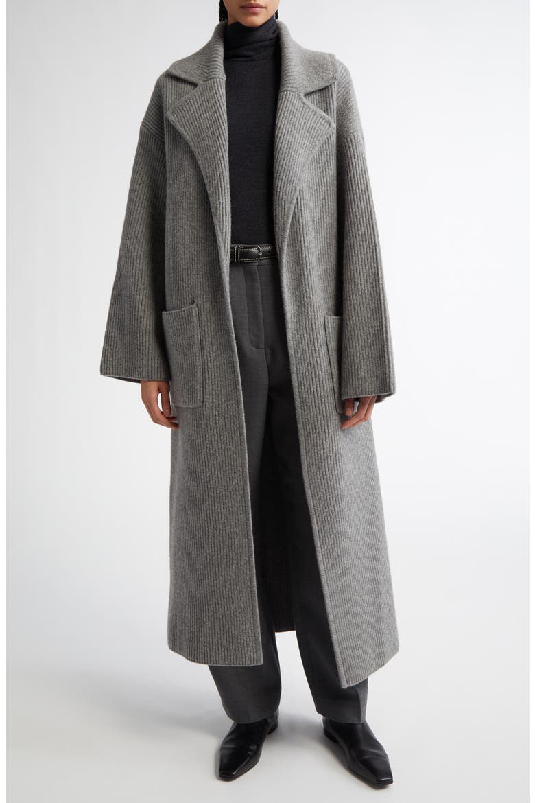Wool Blend Rib Cardigan Coat, Alternate, color, GREY MELANGE