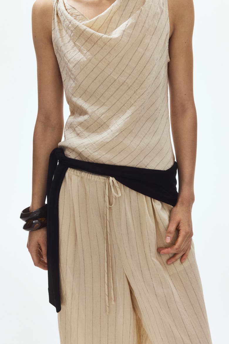 Straight Drawstring Trousers, Alternate, color, Light beige