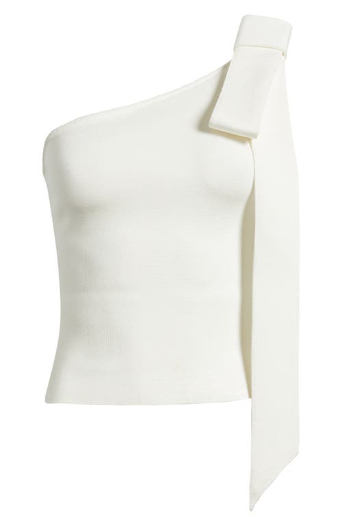 Cult Gaia Nomi Bow Detail One-shoulder Sweater In Off White