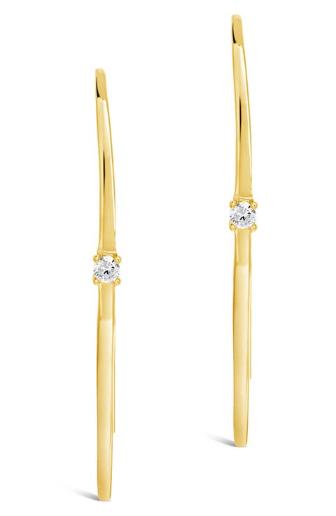 14K Gold Plated Sterling Silver CZ Stud Threader Earrings