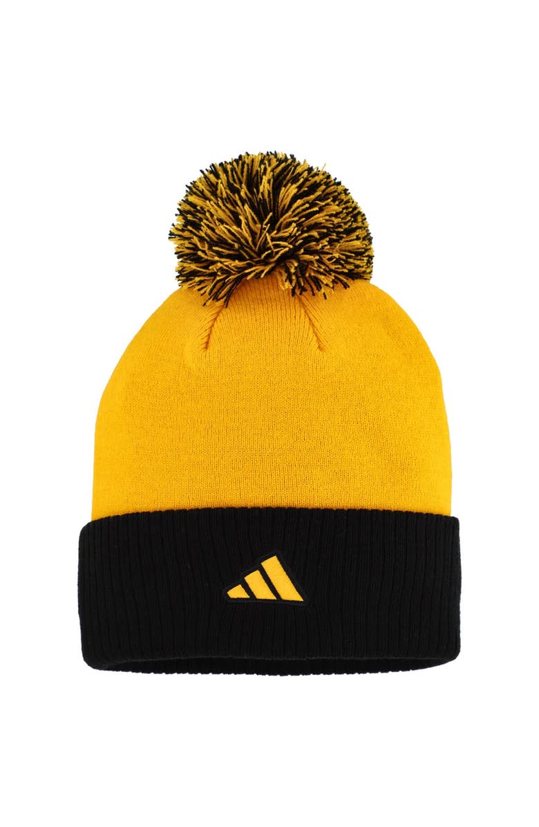 adidas Women's adidas Gold Pittsburgh Penguins Laurel Cuffed Knit Hat with Pom, Alternate, color, Gold