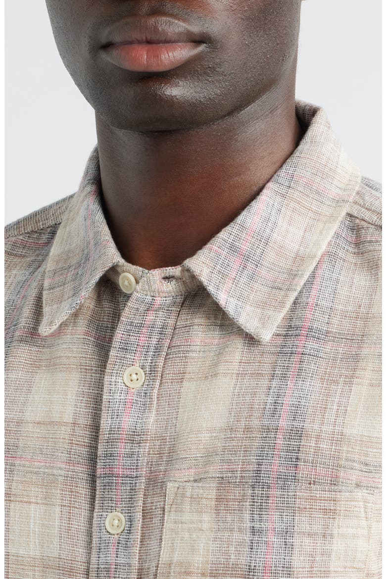 Rosewood Plaid Cotton Button-Up Shirt, Alternate, color, NATURAL