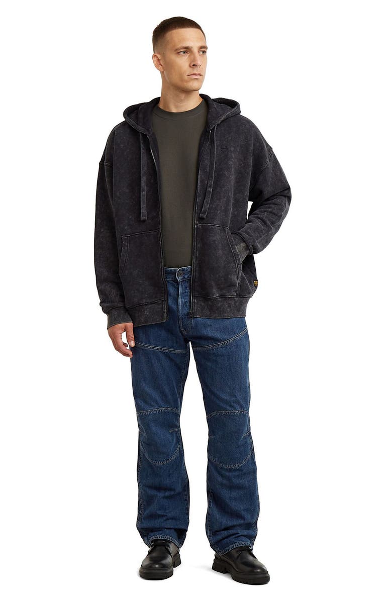 G-STAR Washed Loose Fit Zip Hoodie, Alternate, color, Dark Black Smokey