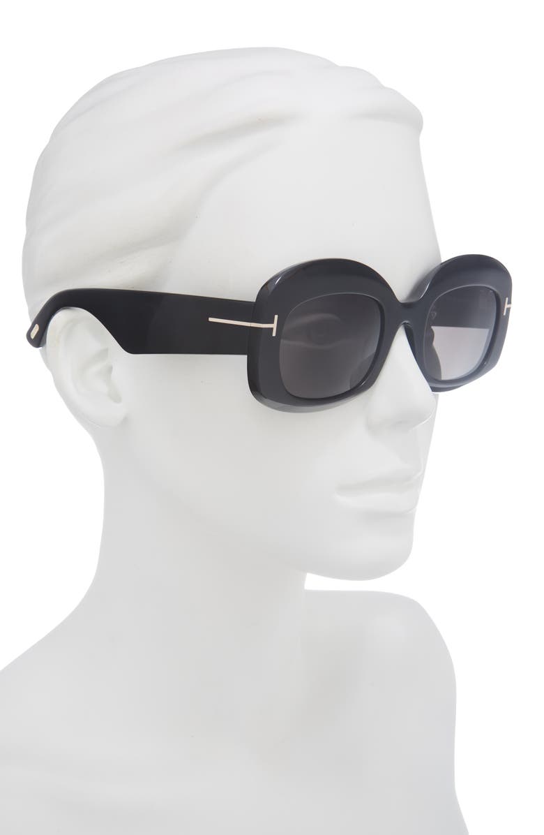 TOM FORD 53mm Square Sunglasses, Alternate, color, Shiny Black / Smoke