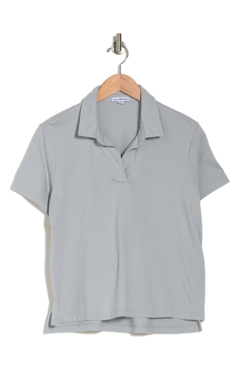 James Perse Crop Cotton Polo, Alternate, color, Fog