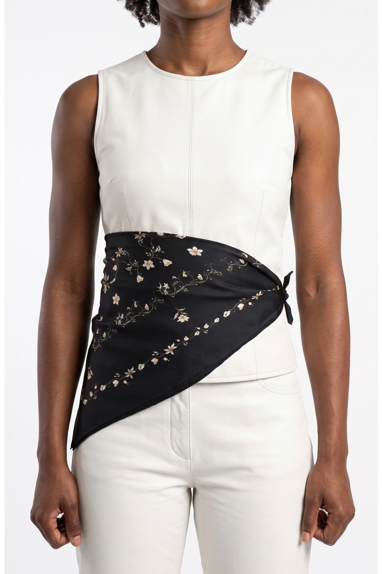 Starlit Bloom Double Sided Silk Scarf, Alternate, color, Black