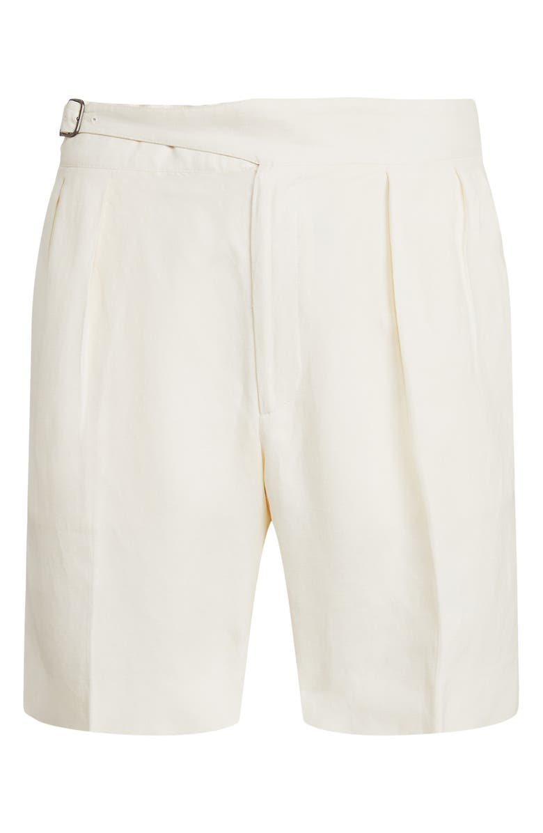 Ralph Lauren Purple Label Byron Pleated Silk & Linen Shorts, Alternate, color, 