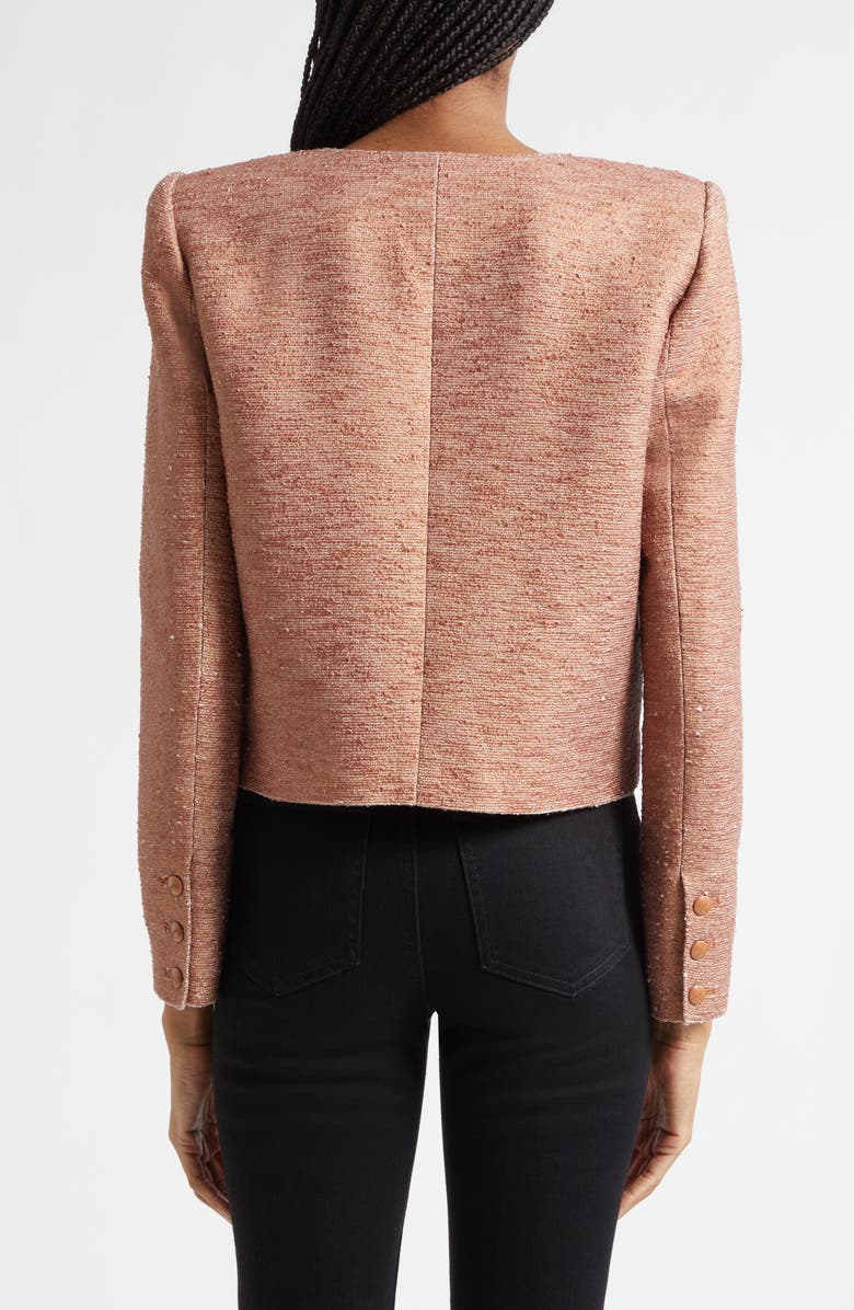 L'AGENCE Zell Collarless Cotton Blend Tweed Jacket, Alternate, color, Light Auburn