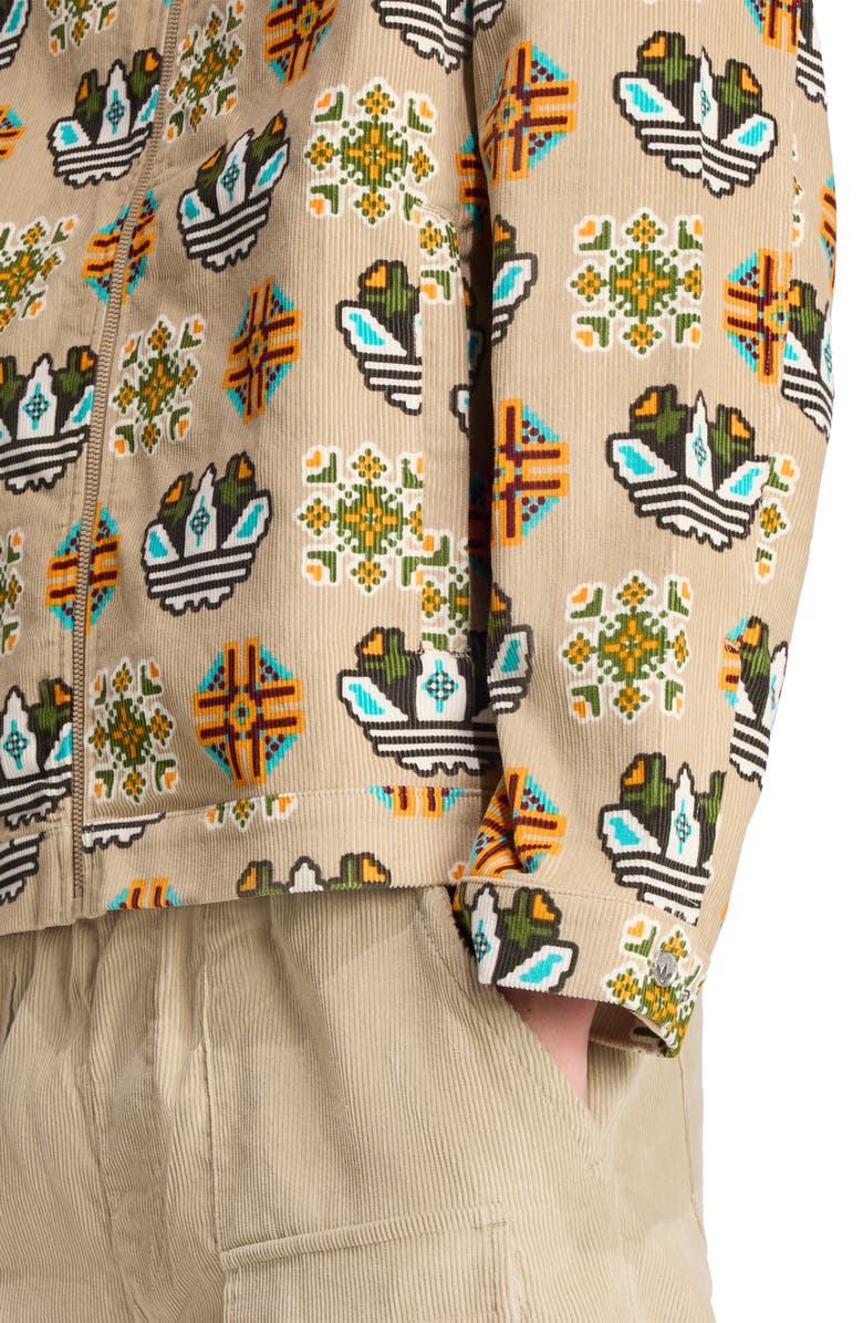 adidas Monogram Print Relaxed Fit Corduroy Coach Jacket, Alternate, color, 