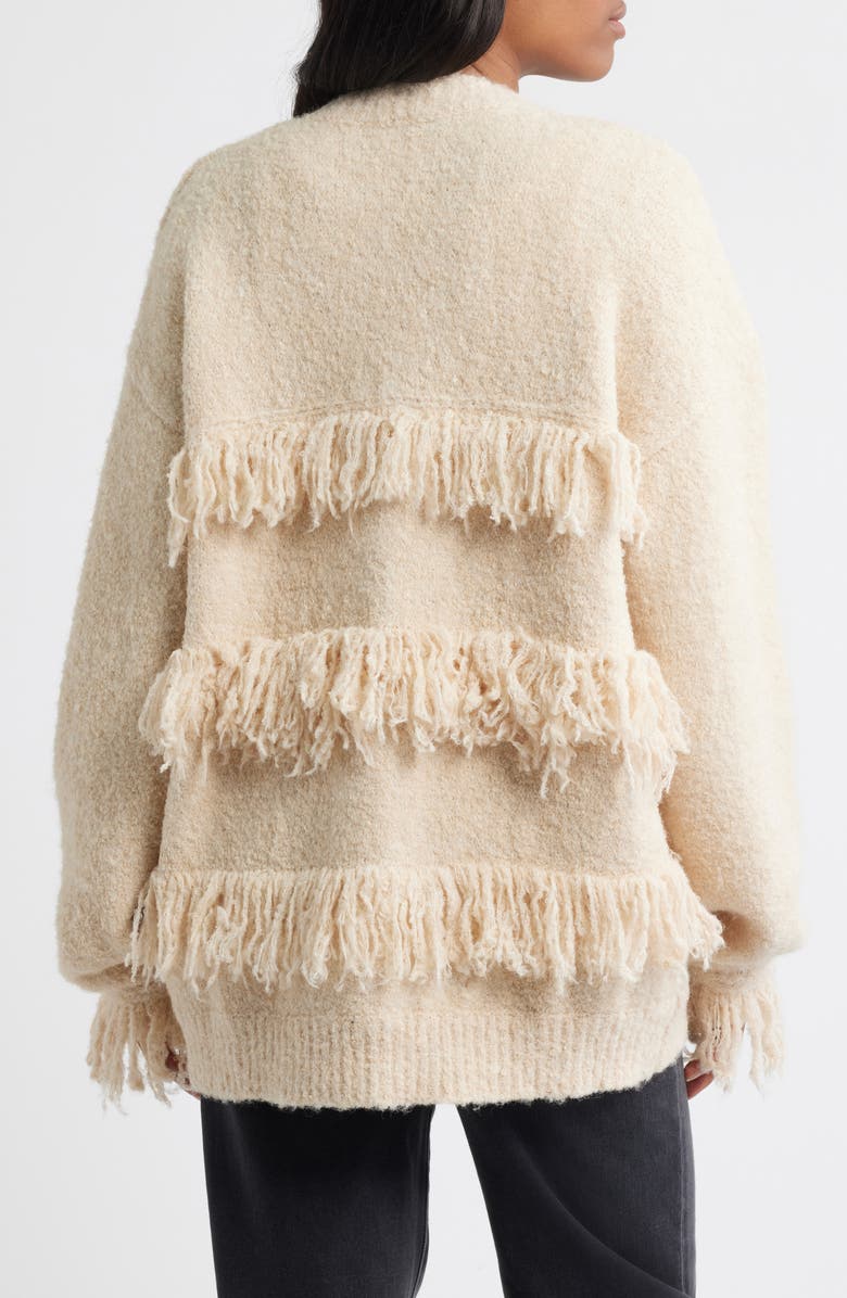 NASTY GAL Fringe Cardigan, Alternate, color, Cream