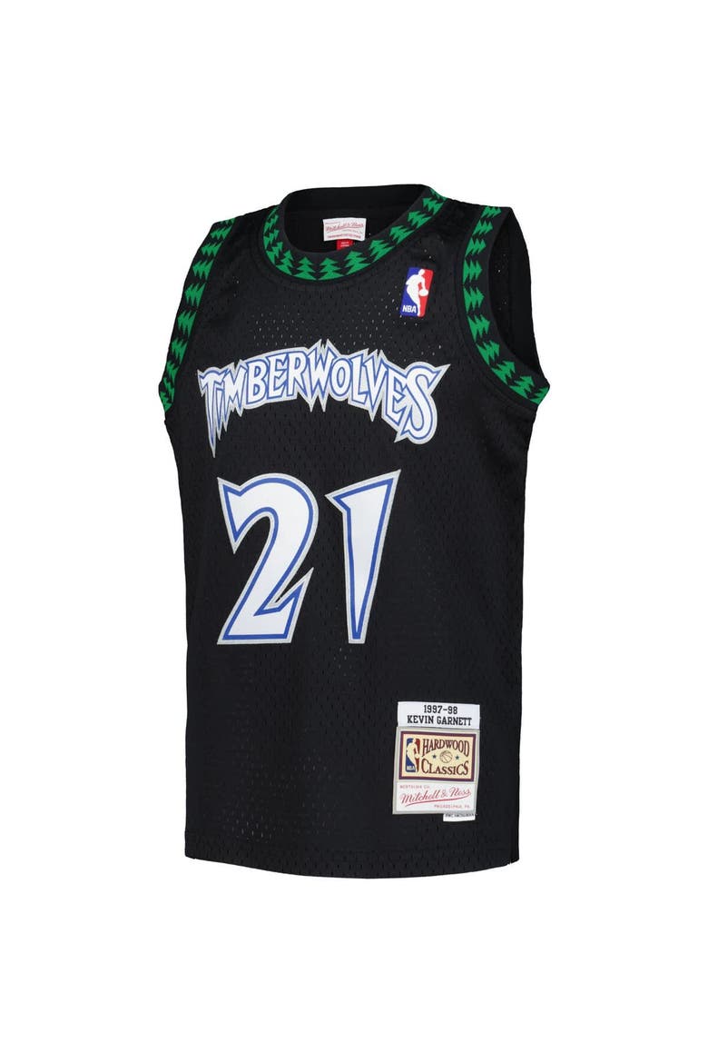 Youth Mitchell & Ness Kevin Garnett Black Minnesota Timberwolves 1997/98 Hardwood Classics Swingman Jersey, Alternate, color, Black