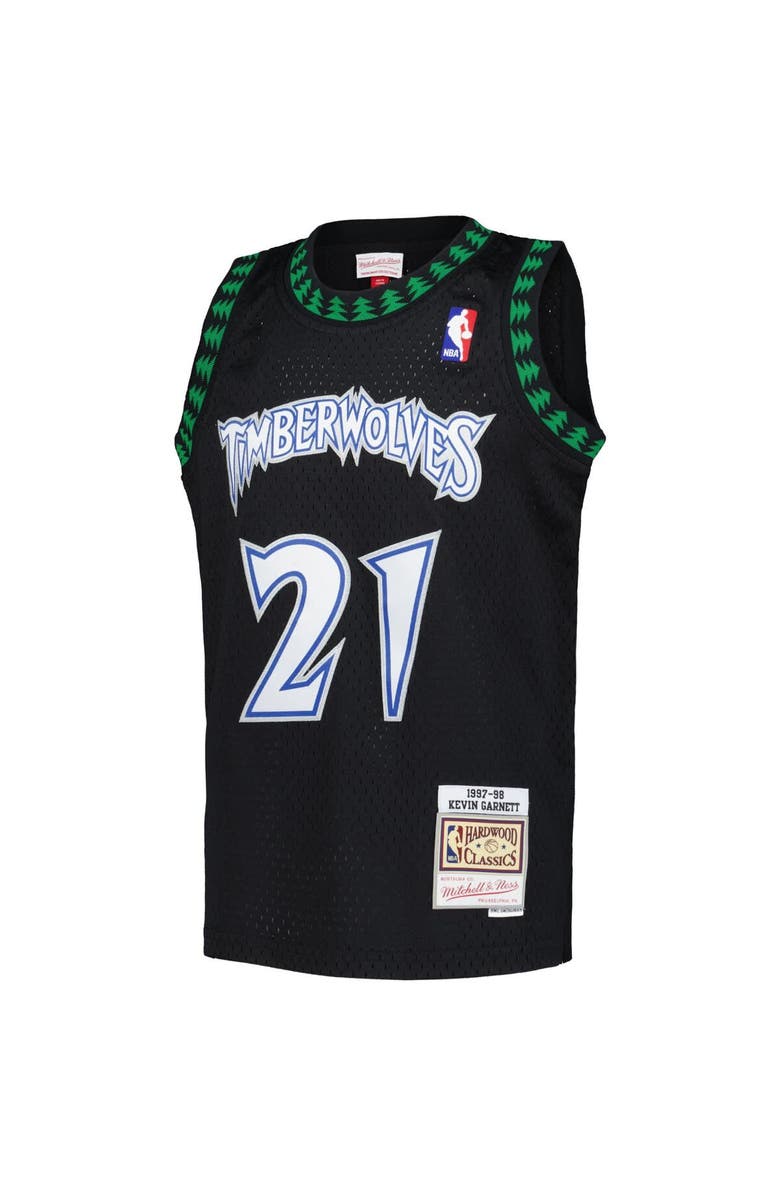 Mitchell & Ness Youth Mitchell & Ness Kevin Garnett Black Minnesota Timberwolves 1997/98 Hardwood Classics Swingman Jersey, Alternate, color, Black