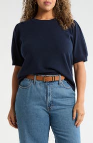 Caslon® Puff Sleeve Wool & Cashmere Sweater