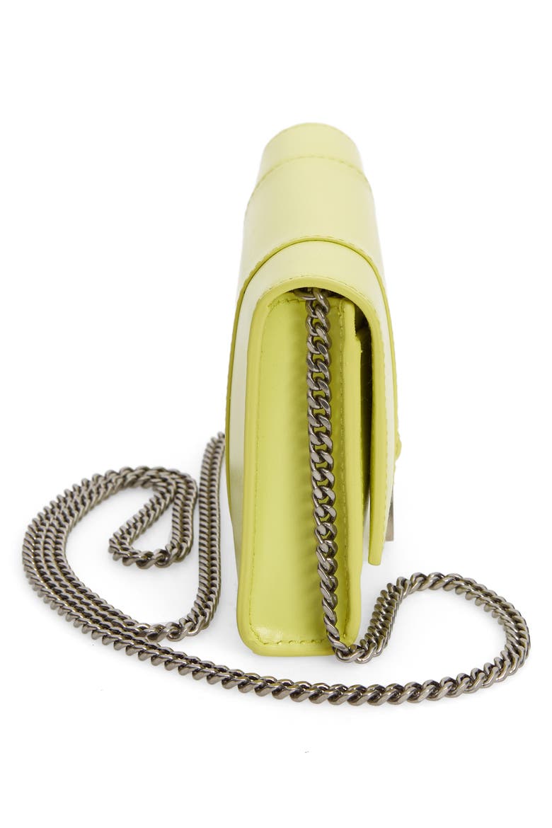Hourglass Leather Wallet on a Chain, Alternate, color, LIME