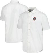 Tommy Bahama Men's Tommy Bahama White Ohio State Buckeyes Coconut Point Palm Vista IslandZone Camp Button-Up Shirt