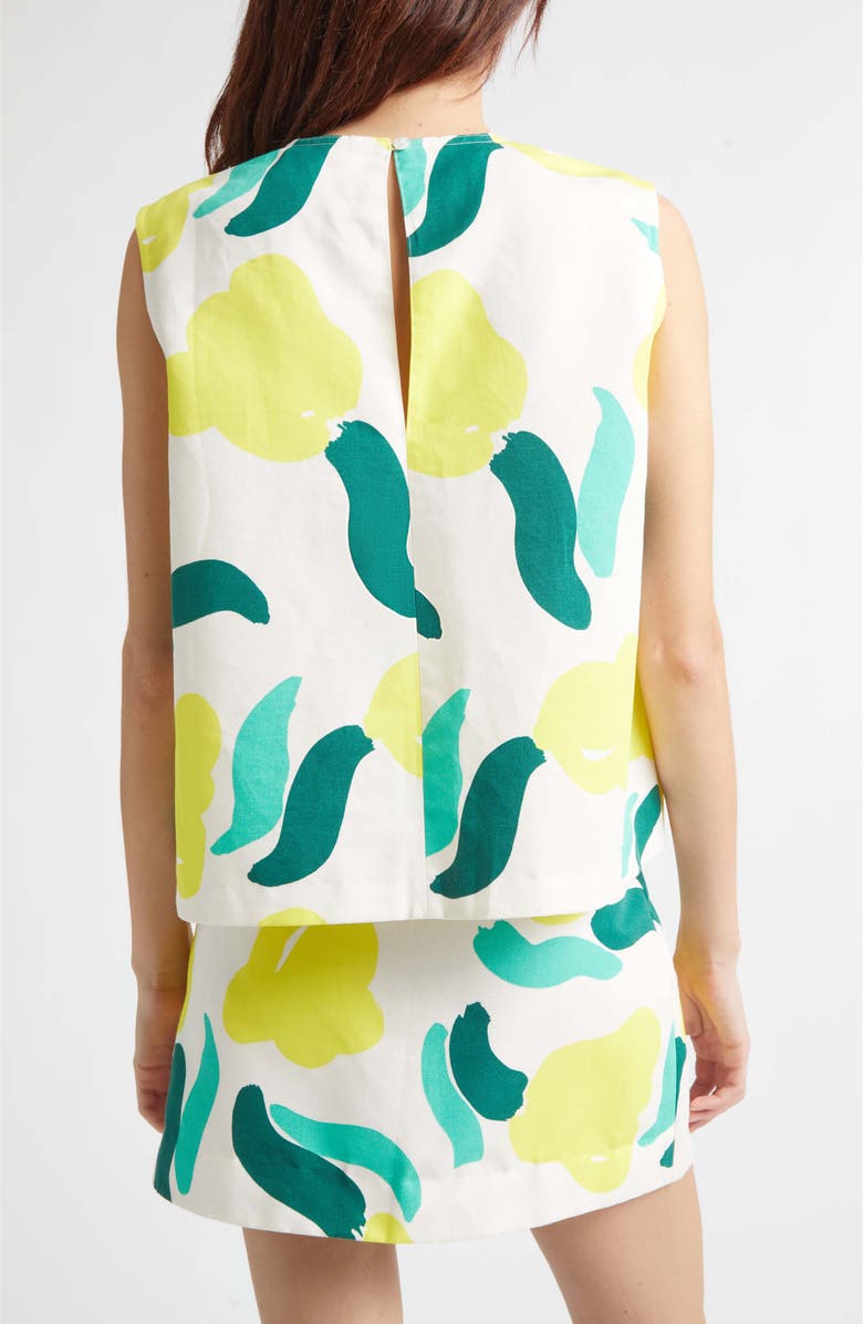 Marimekko Erilasia Lemmitty Floral Cotton & Linen Top, Alternate, color, Off White Yellow Green