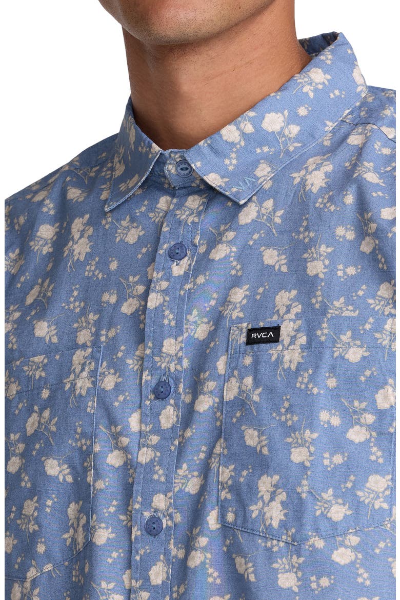 Breezy Floral Short Sleeve Button-Up Shirt, Alternate, color, VINTAGE BLUE