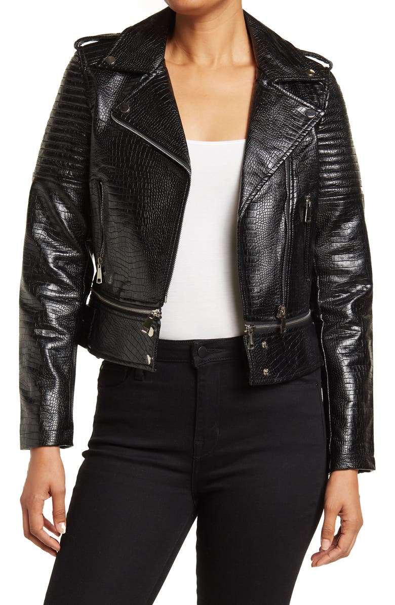 PATRIZIA LUCA Snake Moto Jacket, Main, color,