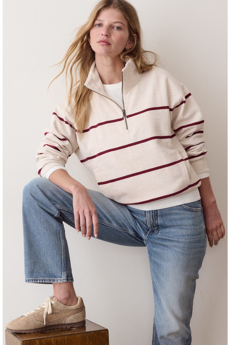 Cloud 9 Fleece Half Zip Pullover, Alternate, color, OATMEAL AND CABERNET