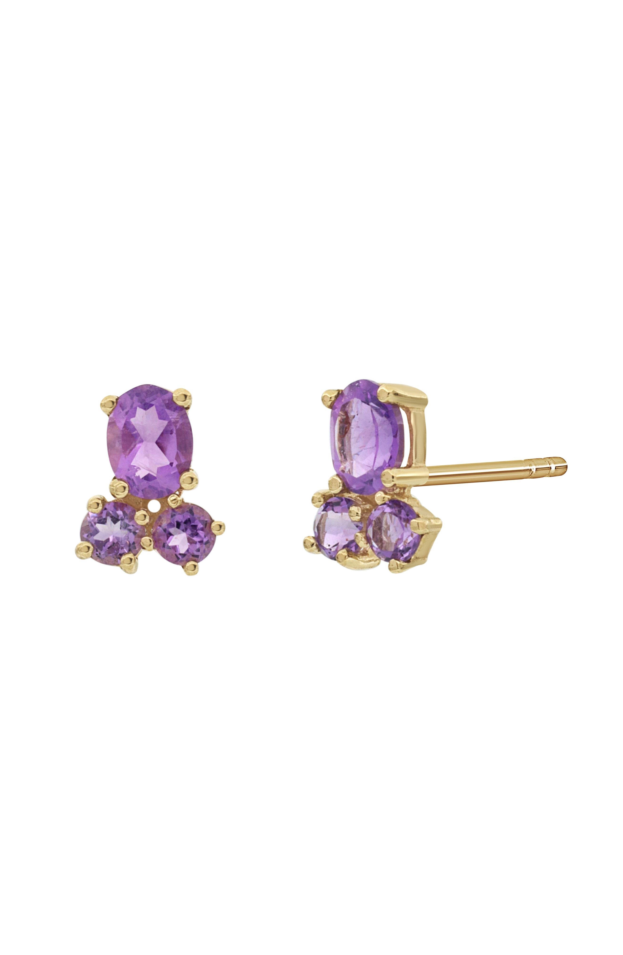 Bony Levy 14K Gold Amethyst Cluster Stud Earring