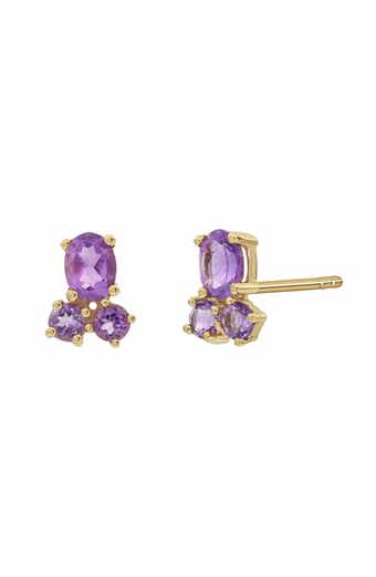 Bony Levy 14K Gold Amethyst Cluster Stud Earring
