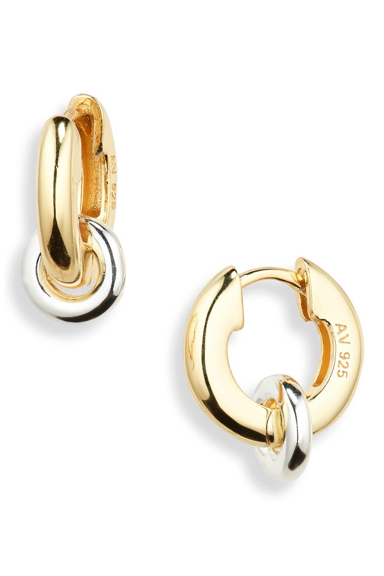 Two-Tone Interlock Hoop Earrings, Main, color, TWO TONE