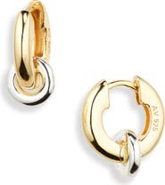 Argento Vivo Sterling Silver Two-Tone Interlock Hoop Earrings