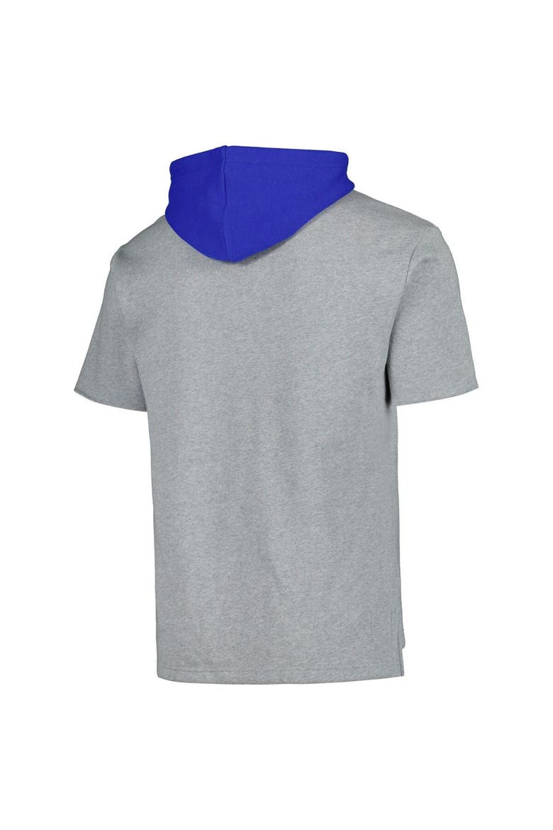Men's Mitchell & Ness Heather Gray Chicago Cubs Postgame Short Sleeve Pullover Hoodie, Alternate, color, Heather Gray
