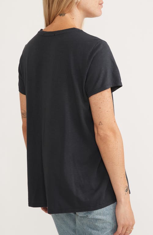 Marine Layer Saddle Hem Crewneck T-shirt In Faded Black