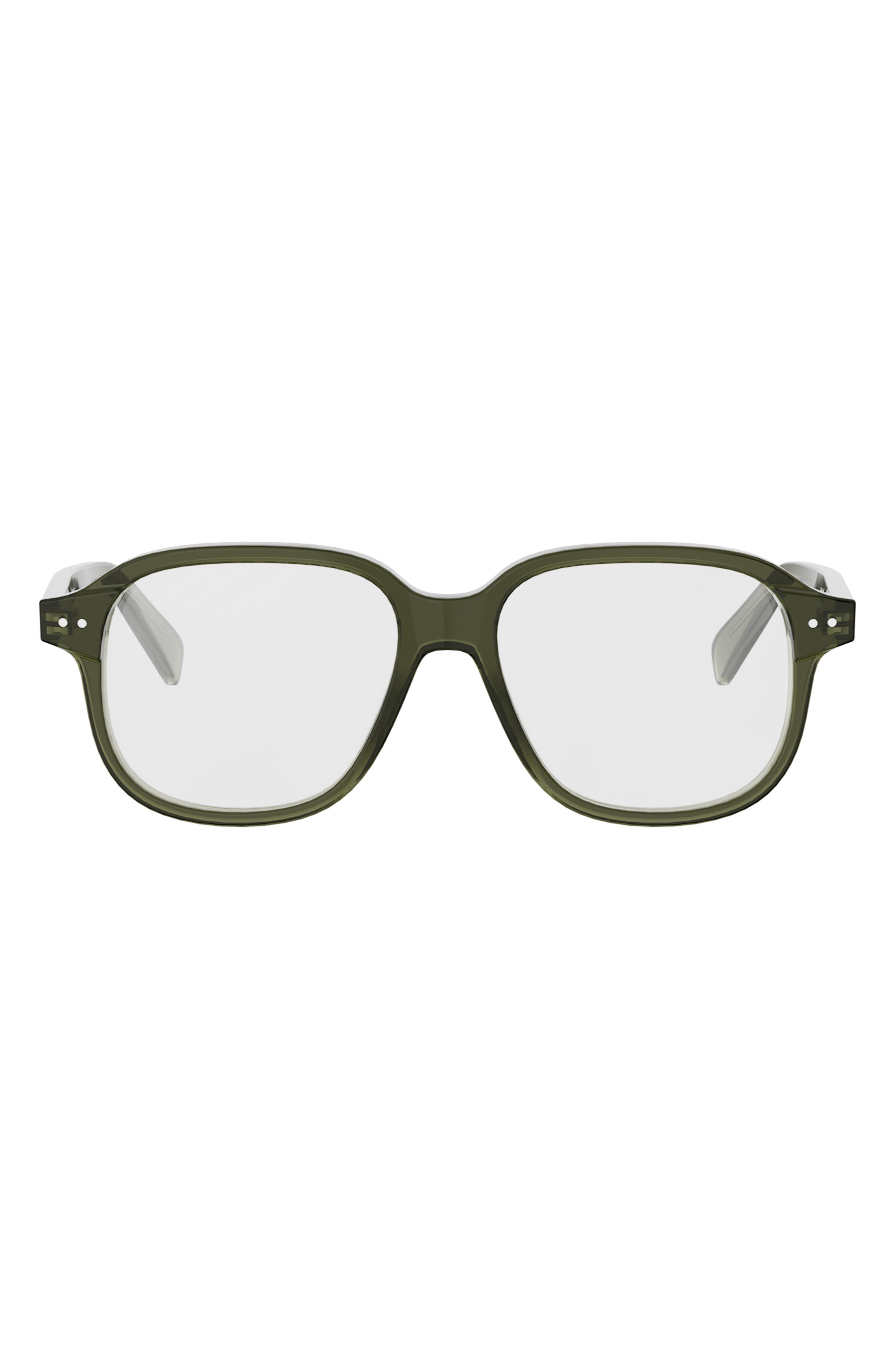 Celine 54mm Thin Geometric Optical Glasses In Green