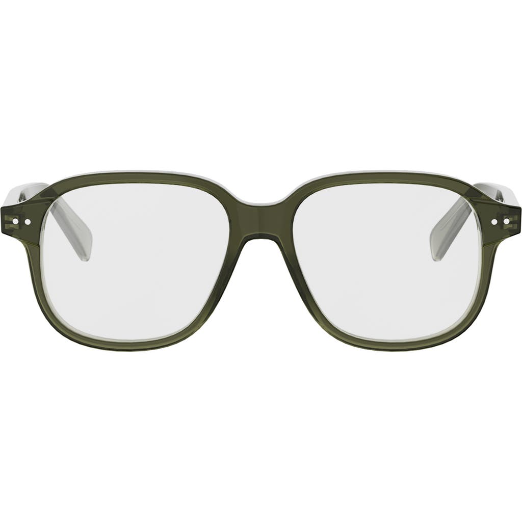 Celine 54mm Thin Geometric Optical Glasses In Green