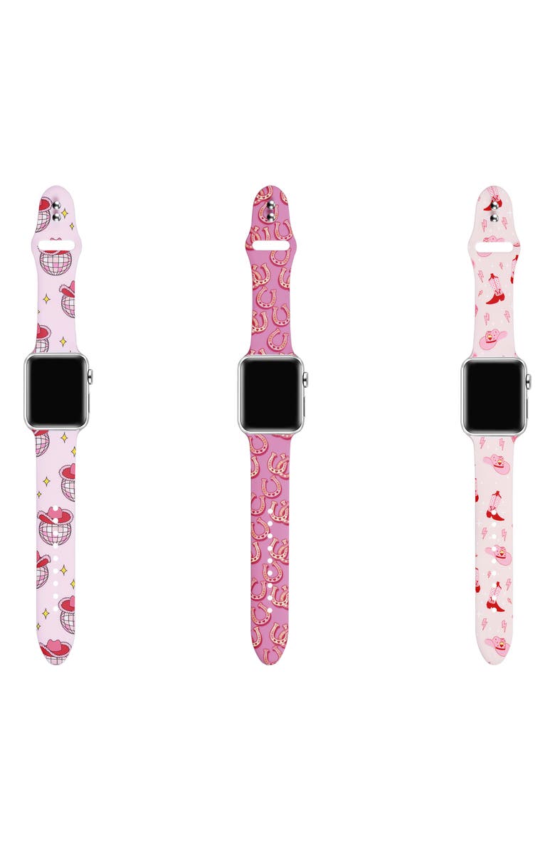 The Posh Tech Pack of 3 Silicone Apple Watch<sup>®</sup> Watchbands, Alternate, color, Pink Assorted