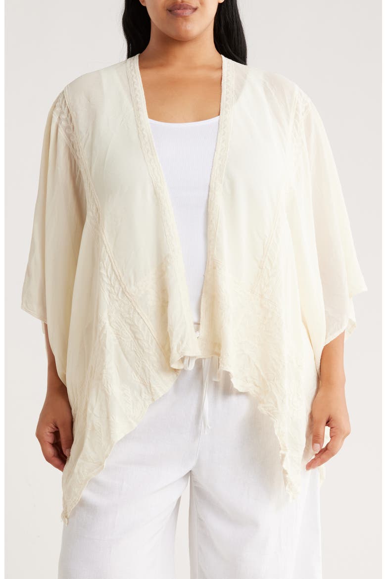 Embroidered Ruana, Main, color, WHITE