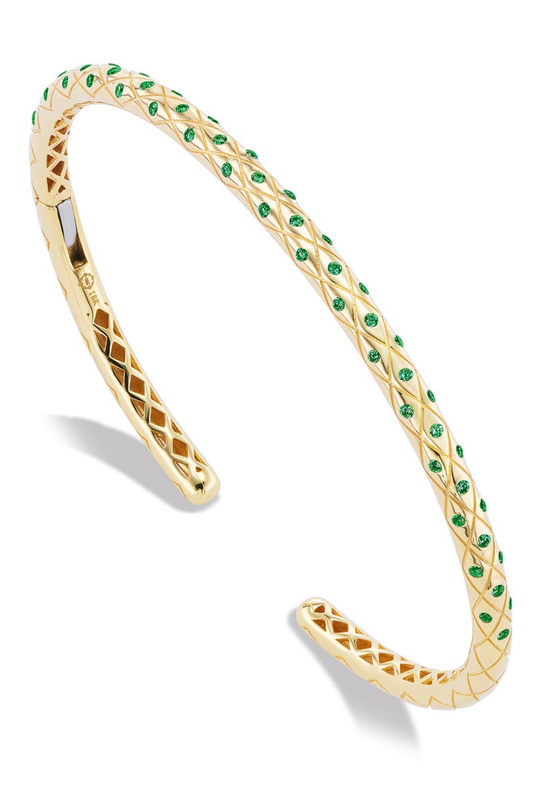 Bliss Emerald Thin Cuff Bracelet, Main, color, GREEN