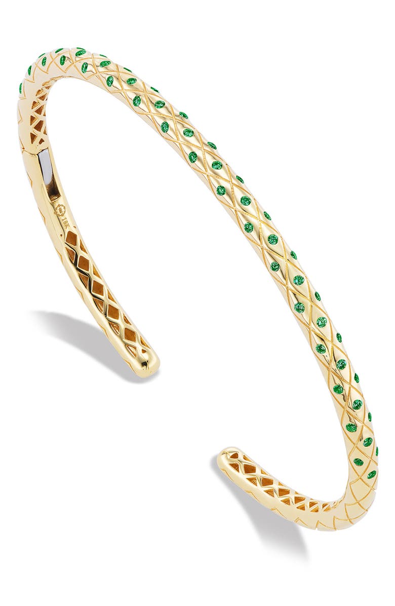 Orly Marcel Bliss Emerald Thin Cuff Bracelet, Main, color, Green